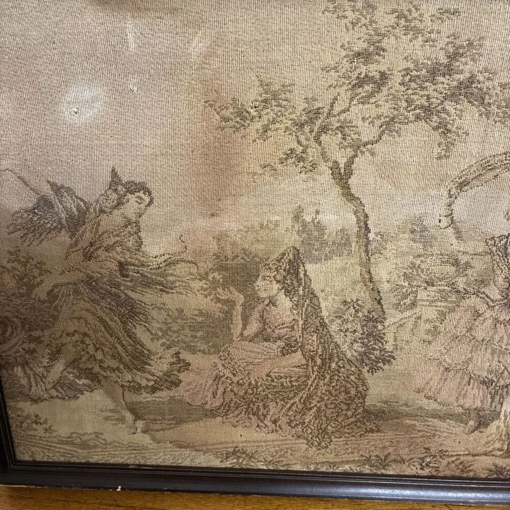 Vintage French (?) European Needlepoint Tapestry   18 Tall x 26.25 Wide x 2 Deep